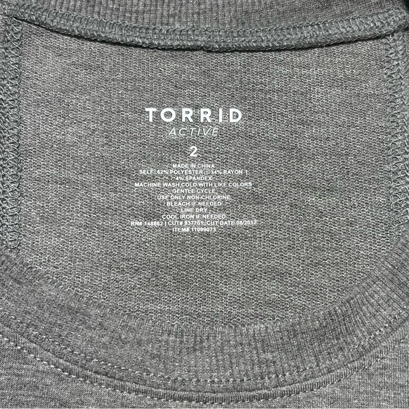Torrid Active Grey Lace Up Back Detail Sweatshirt Long Sleeve Pullover Size 2X - Picture 2 of 13